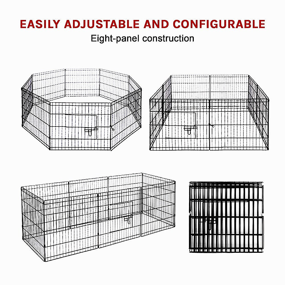 24" 8 Panel Pet Dog Playpen Puppy Exercise Cage Enclosure Fence Play Pen - SILBERSHELL