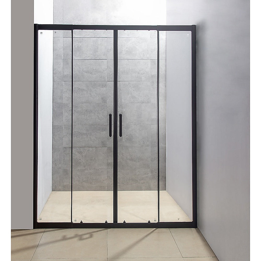 1400-1600mm Sliding Door Safety Glass Shower Screen Black By Della Francesca - SILBERSHELL
