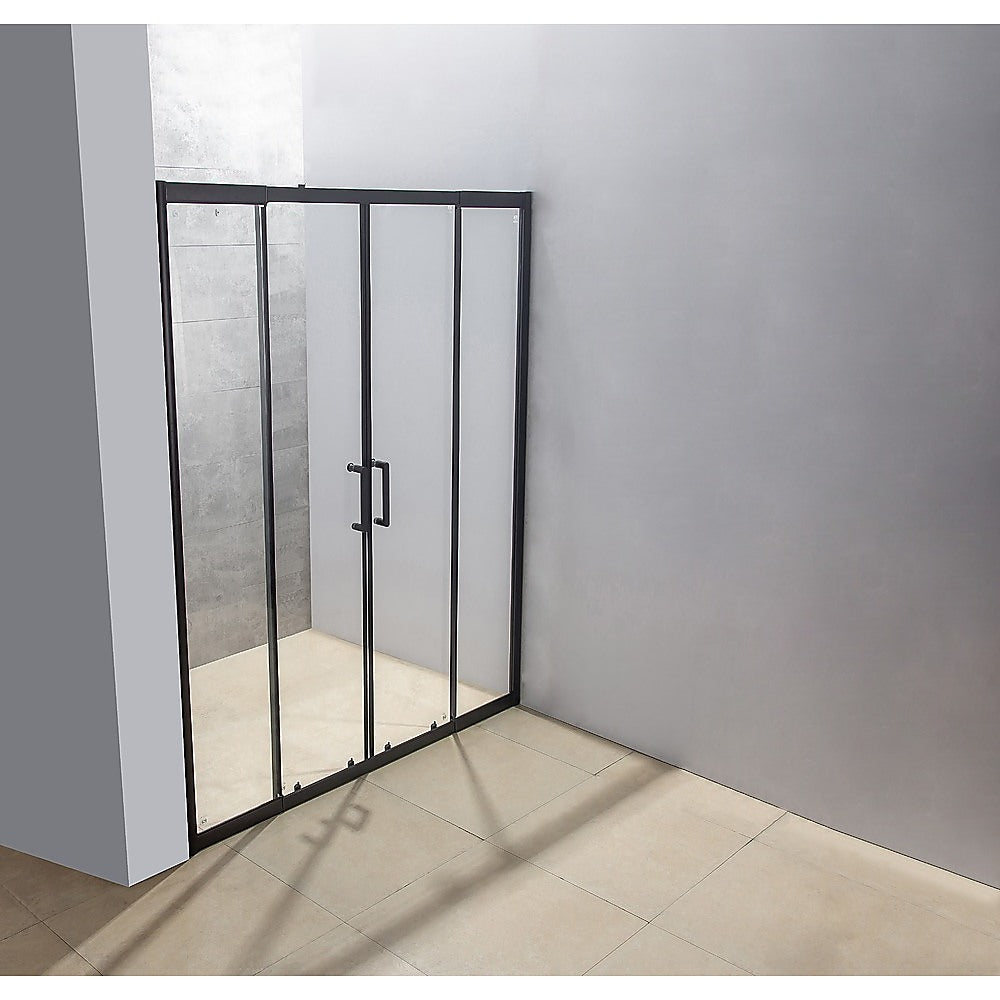 1400-1600mm Sliding Door Safety Glass Shower Screen Black By Della Francesca - SILBERSHELL