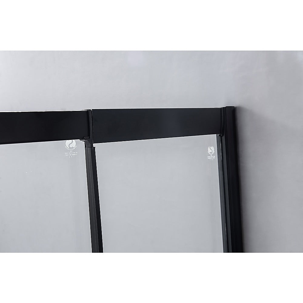 1400-1600mm Sliding Door Safety Glass Shower Screen Black By Della Francesca - SILBERSHELL