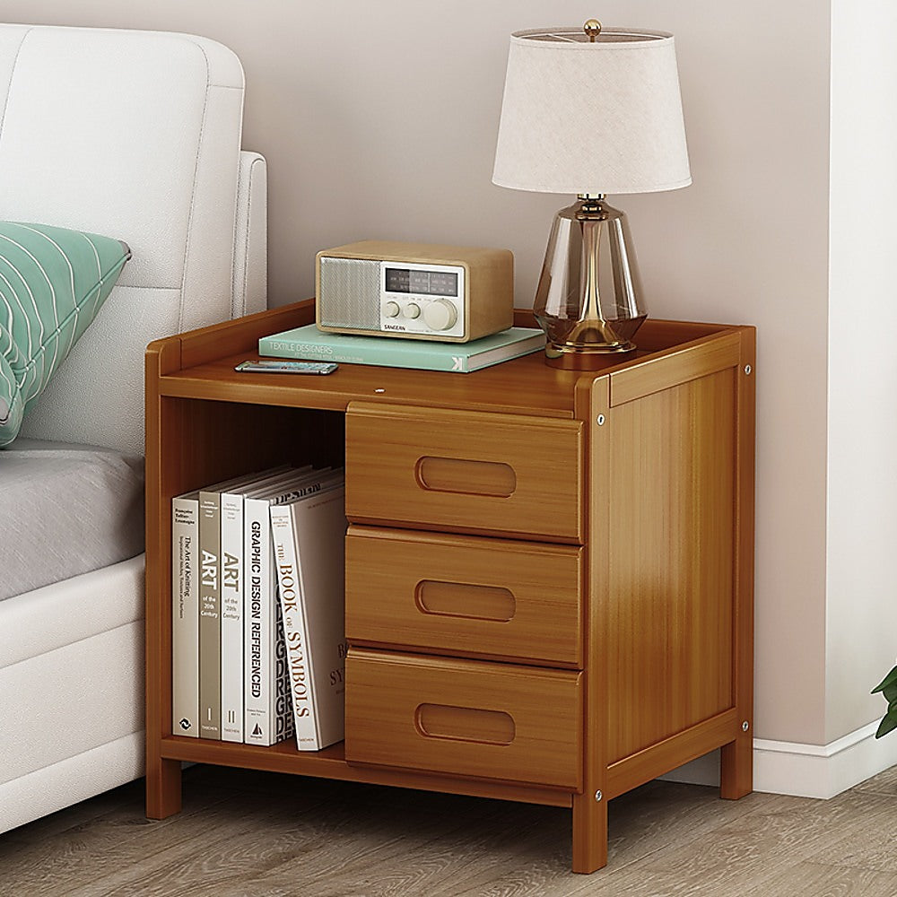 Bamboo Bedside Table Nightstand Storage Bedroom Sofa Side Stand - SILBERSHELL