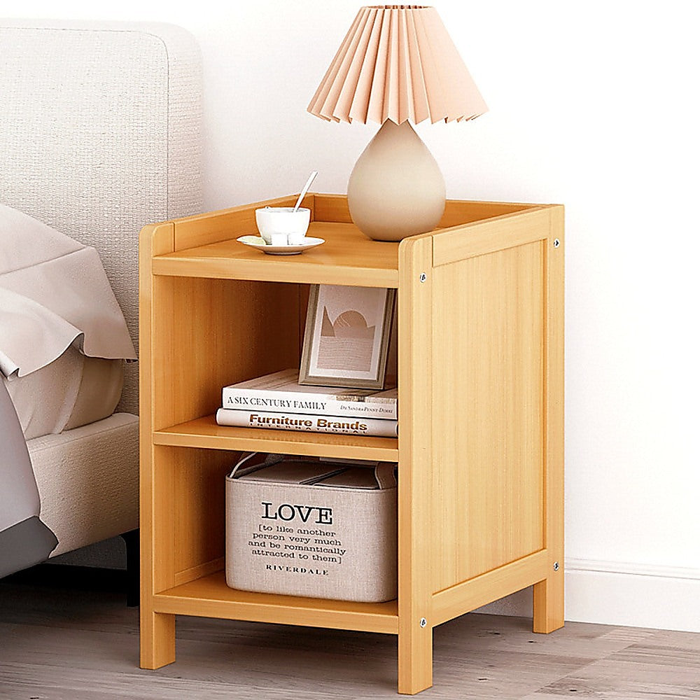 Bamboo Bedside Table Nightstand Storage Bedroom Sofa Side Stand - SILBERSHELL