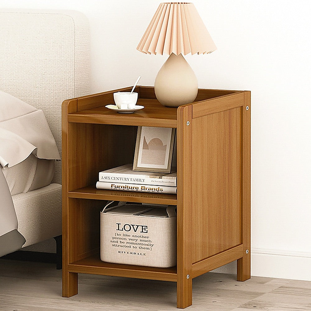 Bamboo Bedside Table Nightstand Storage Bedroom Sofa Side Stand - SILBERSHELL