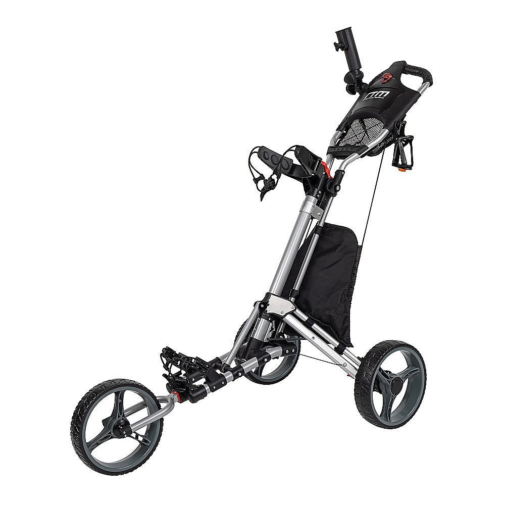 Golf Club Buggy Trolley Cart Compact Foldable 3 Wheel - SILBERSHELL