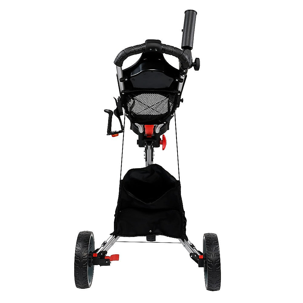 Golf Club Buggy Trolley Cart Compact Foldable 3 Wheel - SILBERSHELL