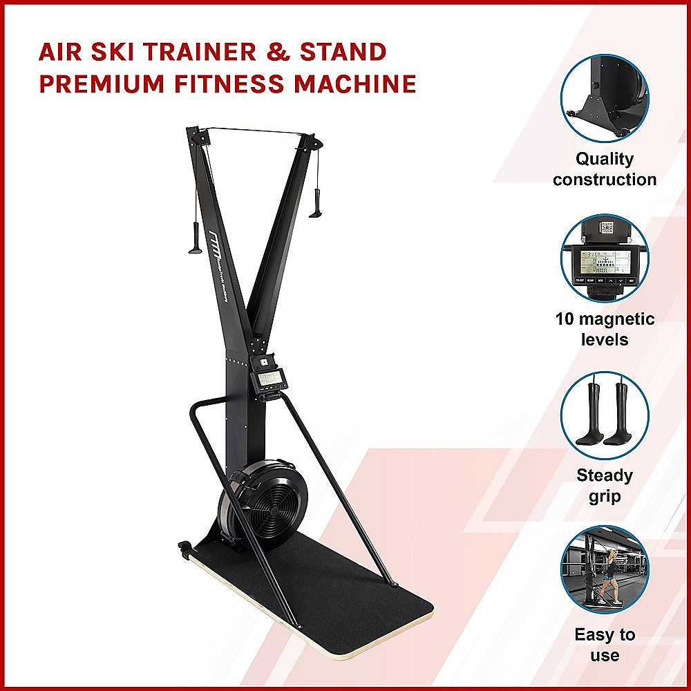 Air Ski Trainer & Stand Premium Fitness Machine - SILBERSHELL