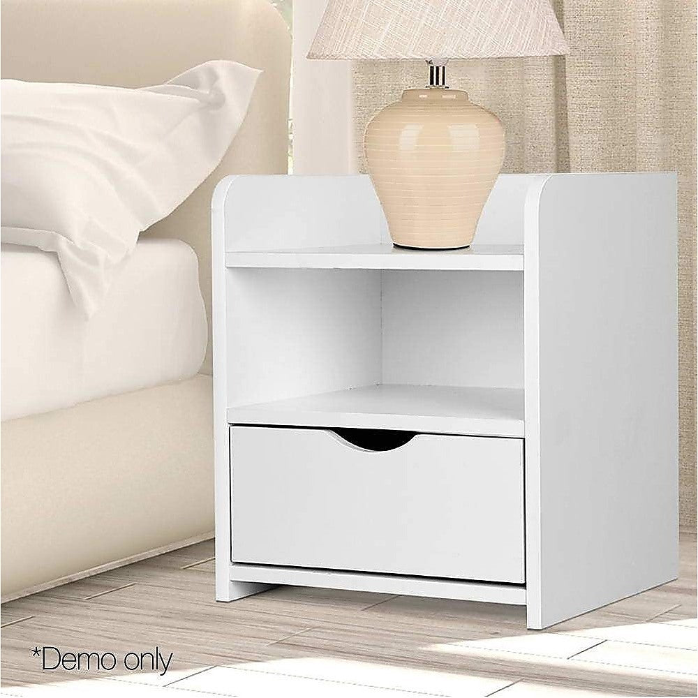 Bedside Table Side Nightstand Storage Drawer Shelf Bedroom Unit - SILBERSHELL