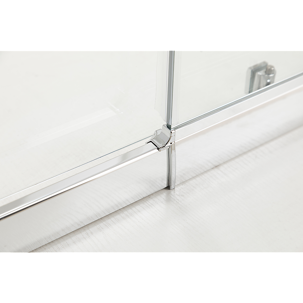 Adjustable 900x900mm Sliding Door Glass Shower Screen in Chrome with Zinc Alloy Handle - SILBERSHELL