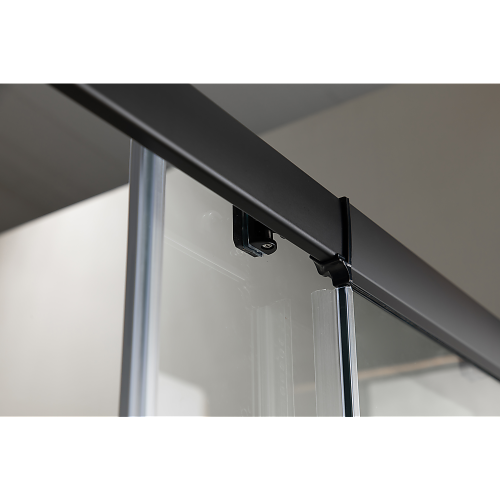 Adjustable 900x900mm Double Sliding Door Glass Shower Screen in Black - SILBERSHELL