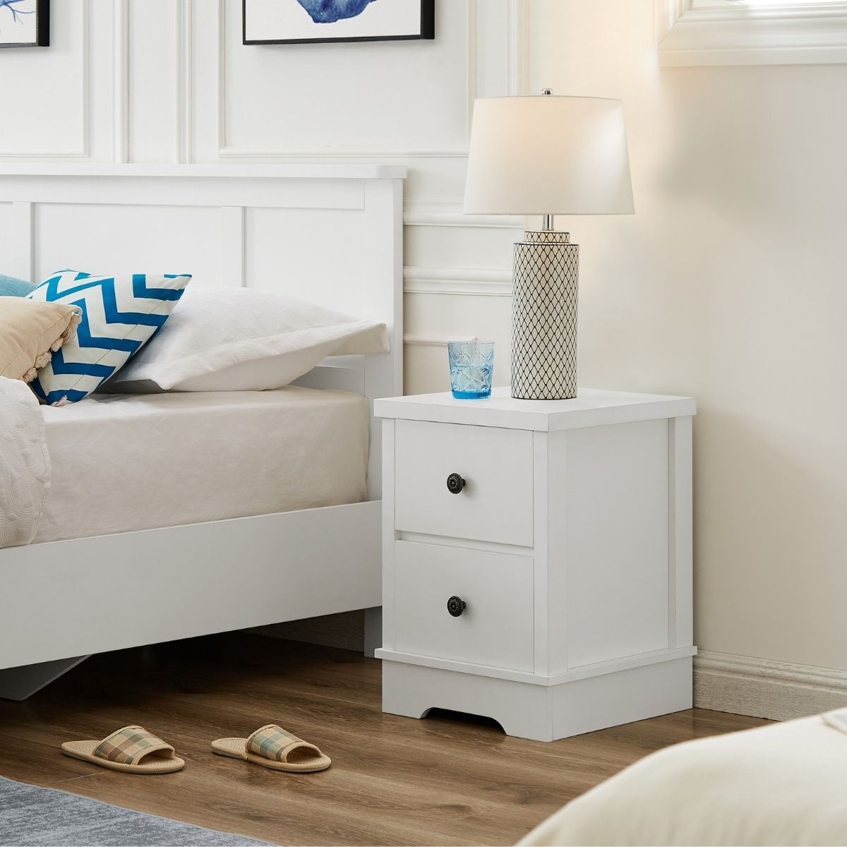 Margaux White Coastal Style Bedside Table - SILBERSHELL