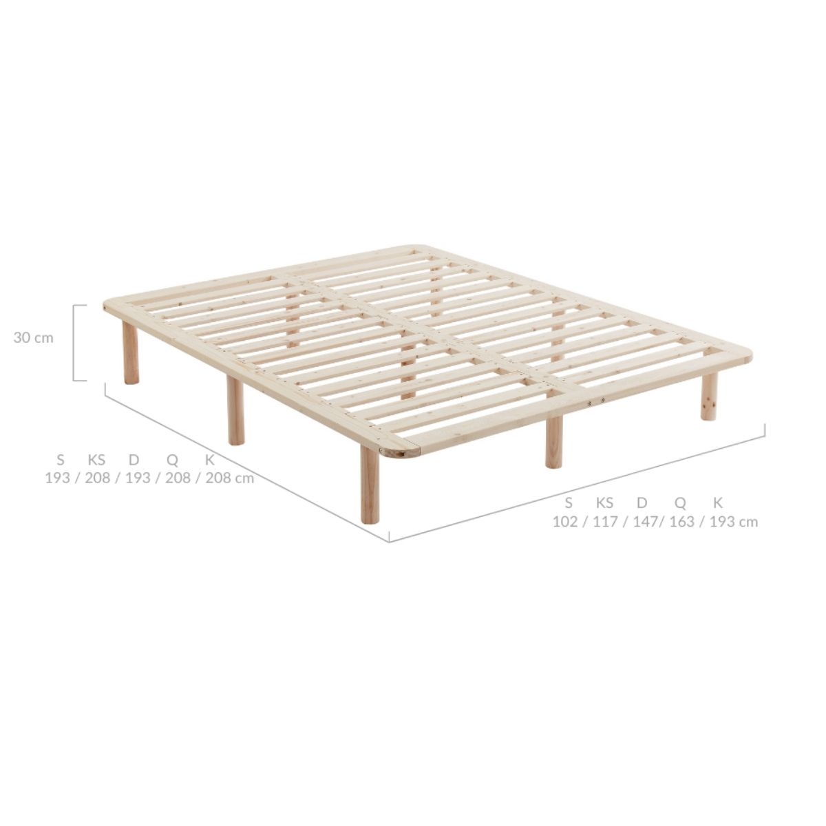 Platform Bed Base Frame Wooden Natural Single Pinewood - SILBERSHELL