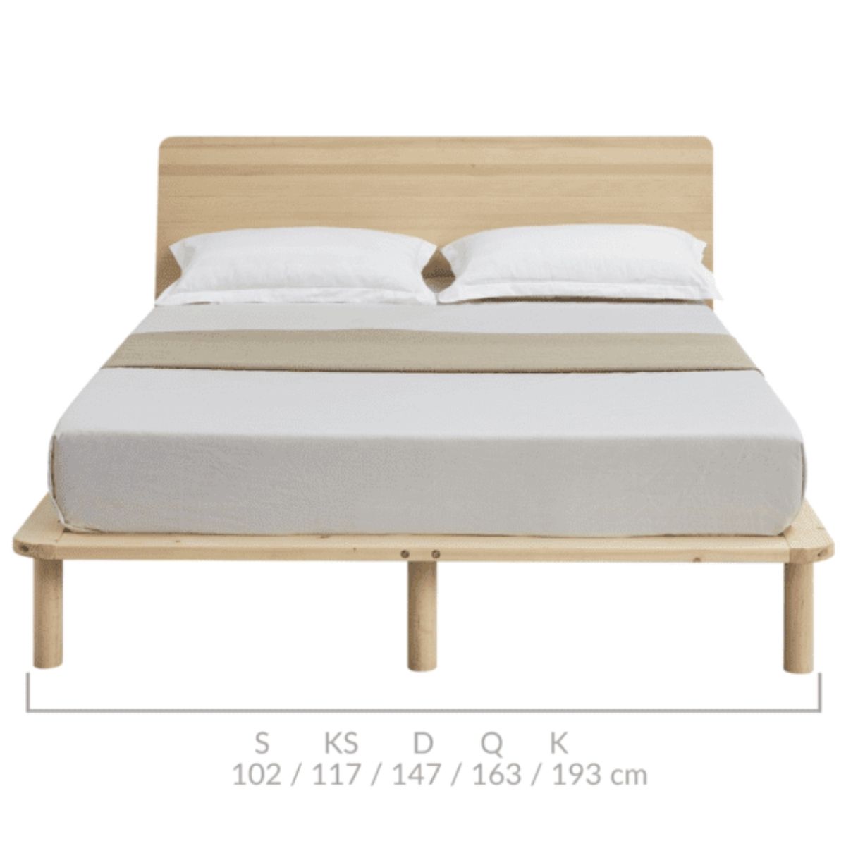 Natural Solid Wood Bed Frame Bed Base with Headboard King - SILBERSHELL