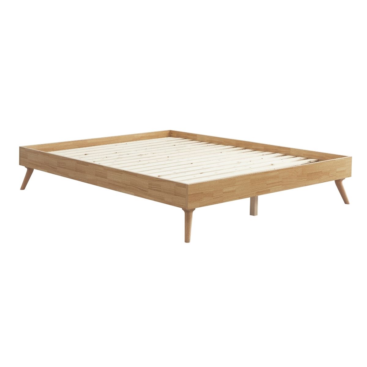 Natural Oak Ensemble Bed Frame Wooden Slat King - SILBERSHELL