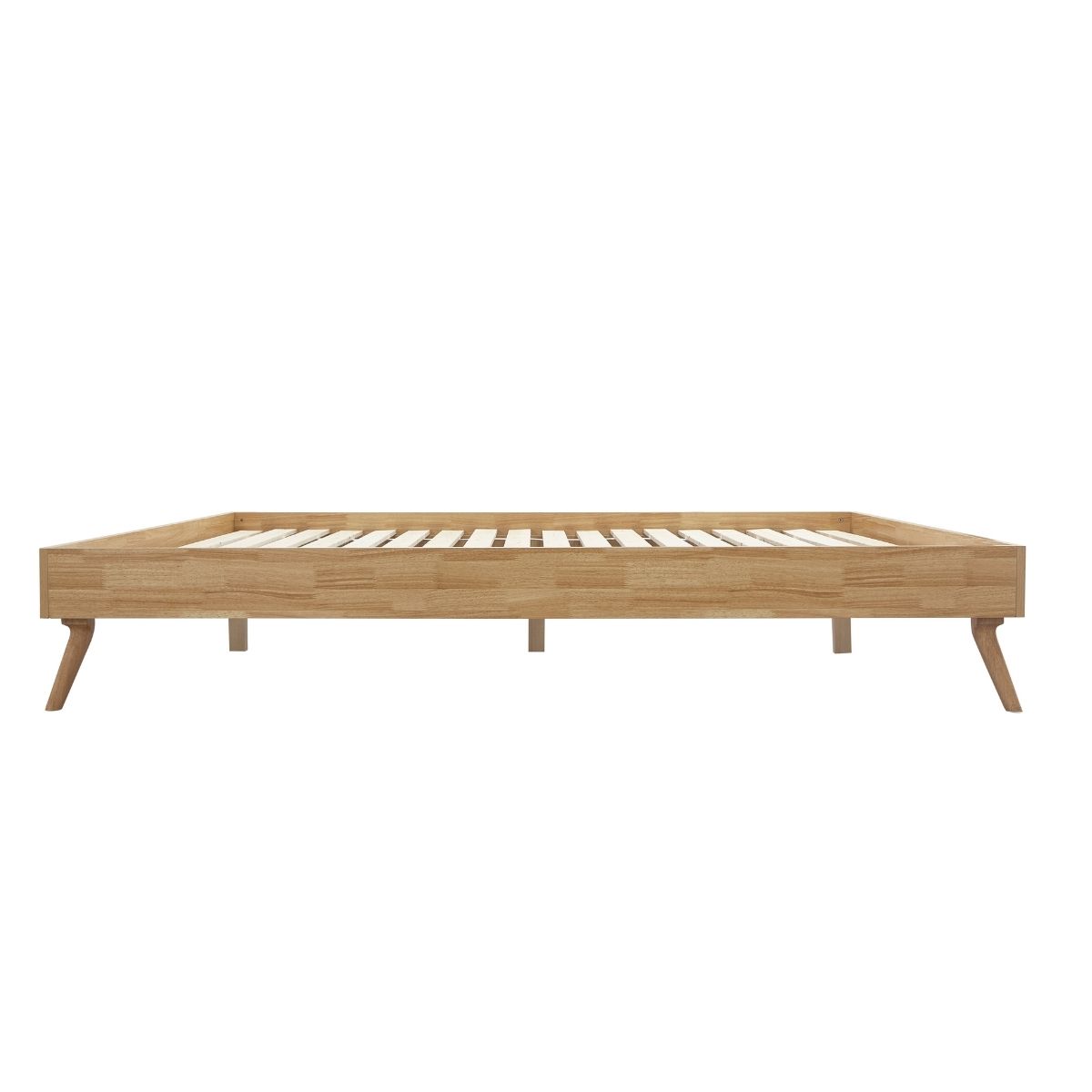 Natural Oak Ensemble Bed Frame Wooden Slat King - SILBERSHELL