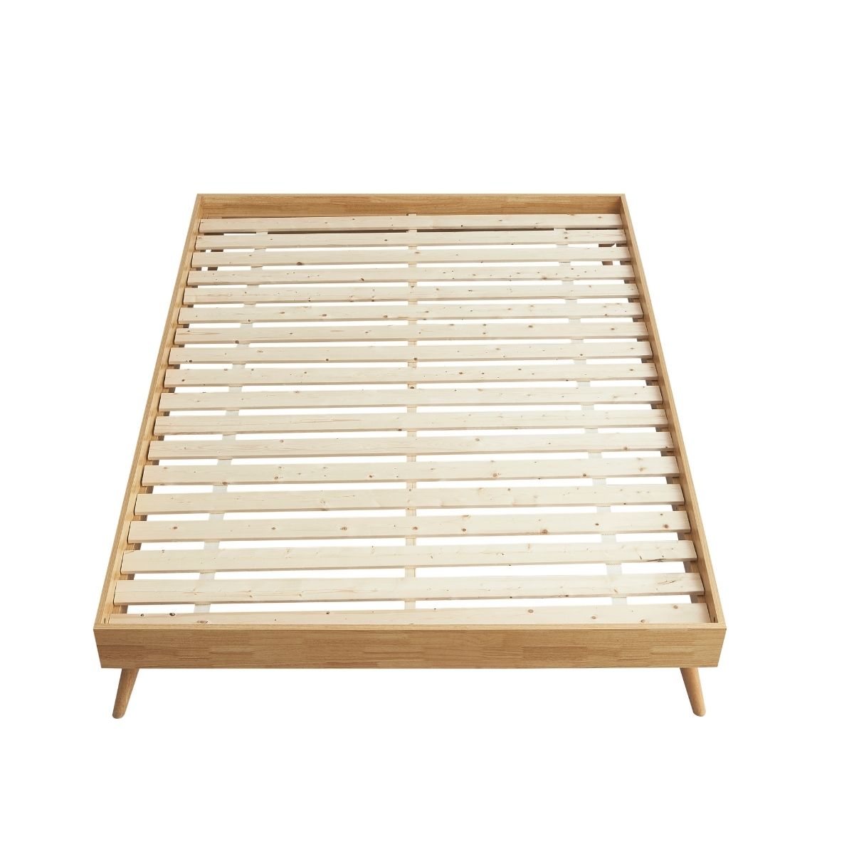 Natural Oak Ensemble Bed Frame Wooden Slat King - SILBERSHELL