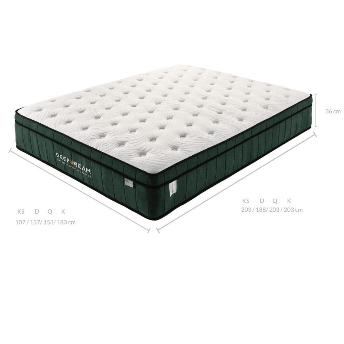 Green Tea Cool Gel Memory Foam Mattress 36cm 5 Zone King - SILBERSHELL