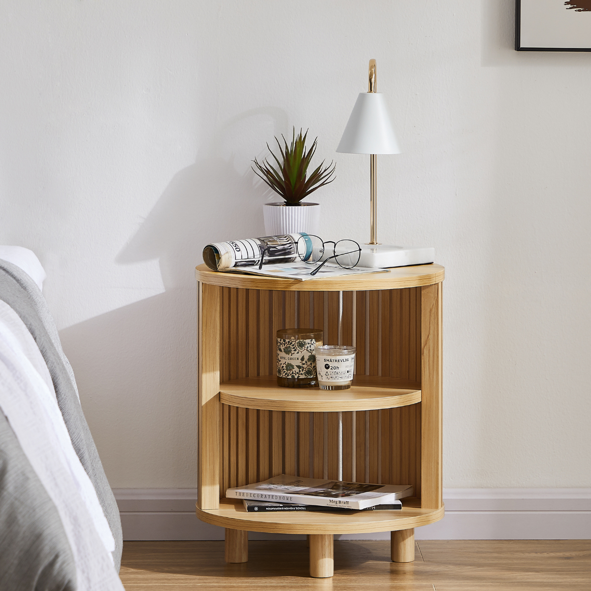 Henley Round Wooden Bedside Table - SILBERSHELL