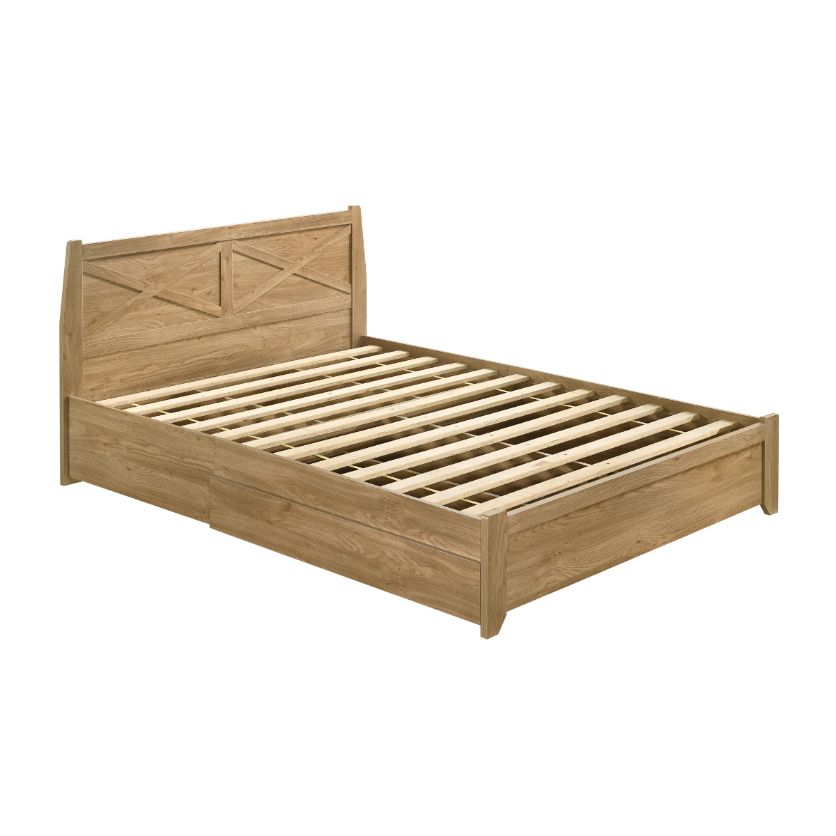 Mica Natural Wooden Bed Frame with Storage Drawers Double - SILBERSHELL