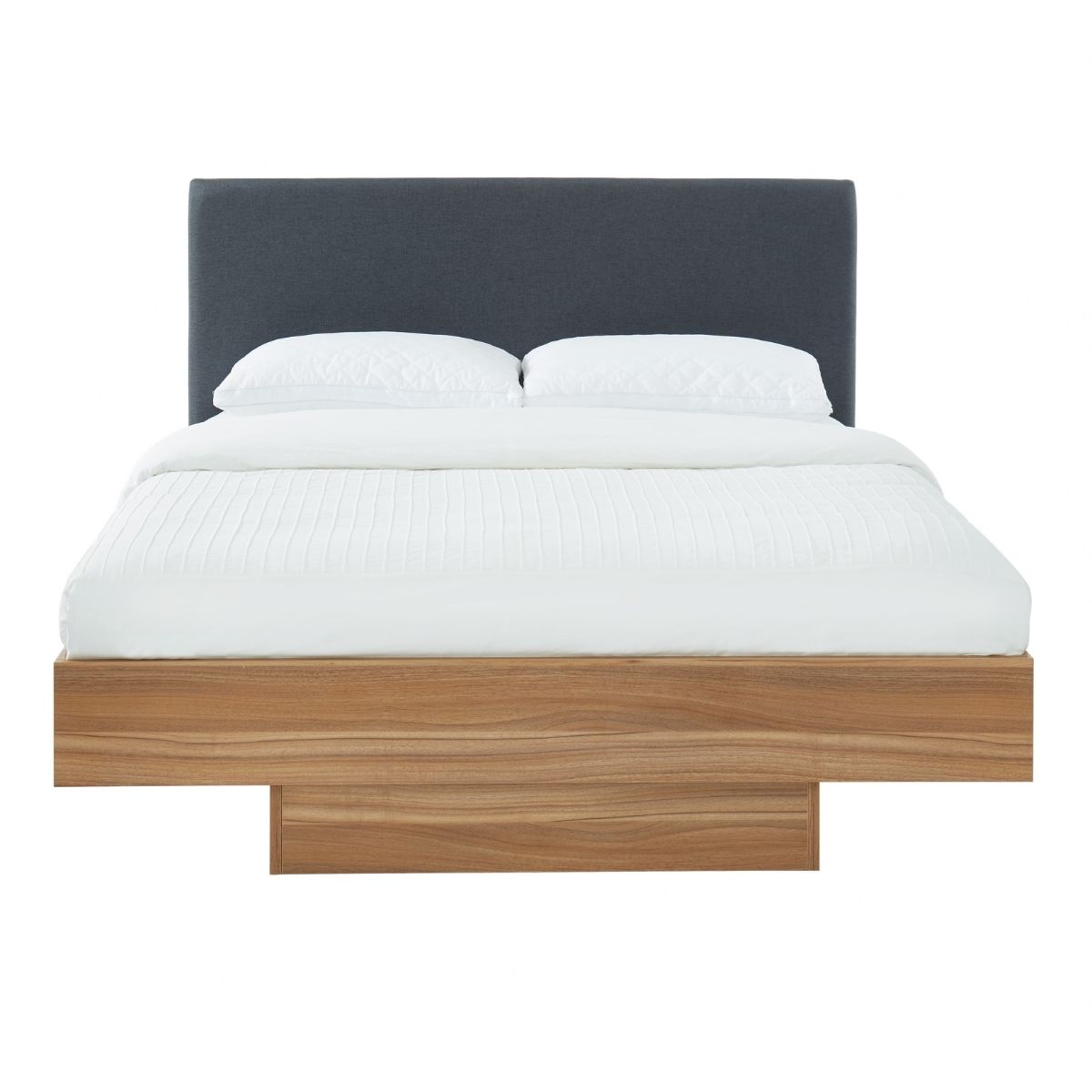 Walnut Oak Wood Floating Bed Frame King - SILBERSHELL