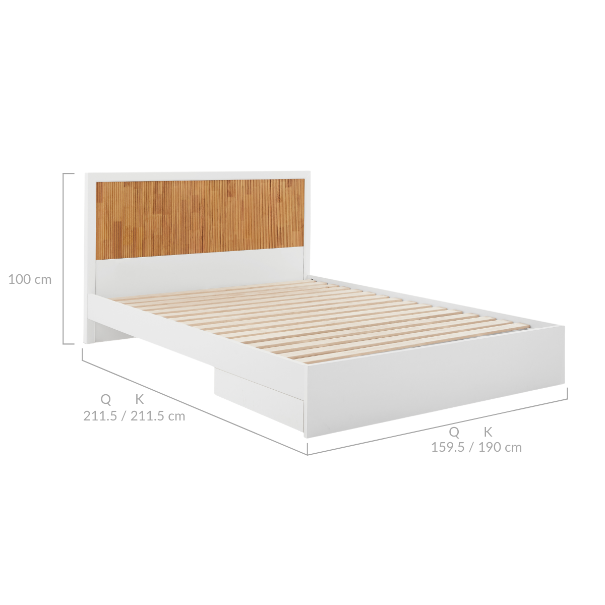 Tracey Column Bed Frame with Storage - King - SILBERSHELL