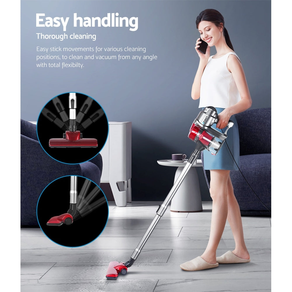 Devanti Corded Handheld Bagless Vacuum Cleaner - Red and Silver - SILBERSHELL