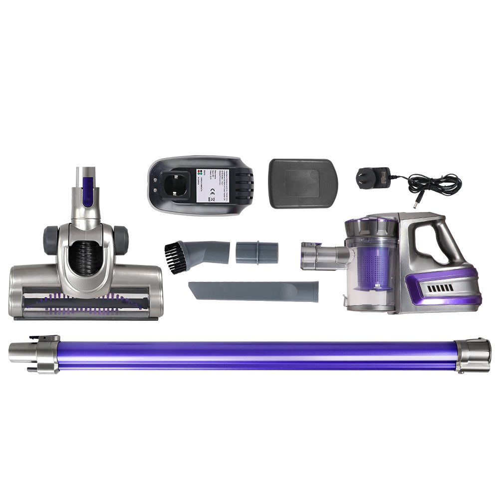 Devanti 150 Cordless Handheld Stick Vacuum Cleaner 2 Speed   Purple And Grey - SILBERSHELL