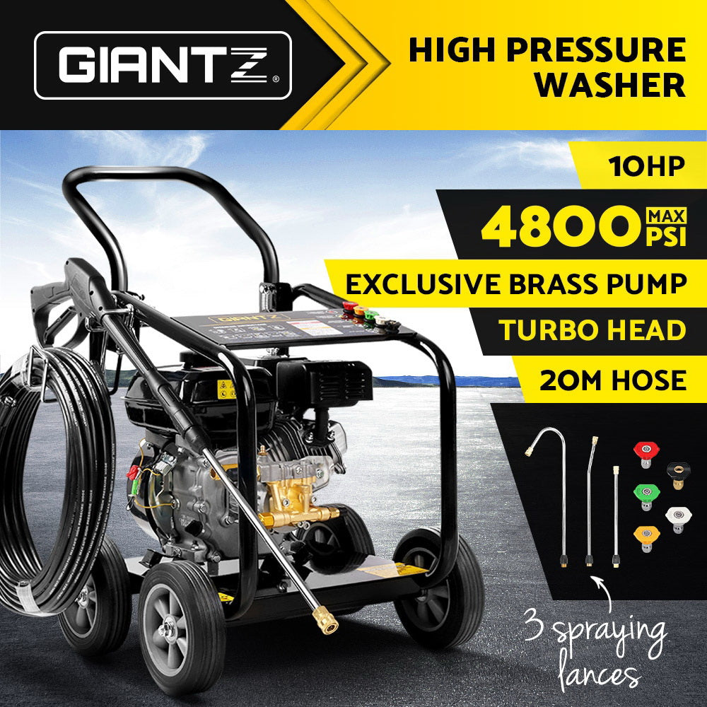 Giantz 4800PSI 20M Petrol High Pressure Cleaner Washer Water Jet Hose Gurney - SILBERSHELL