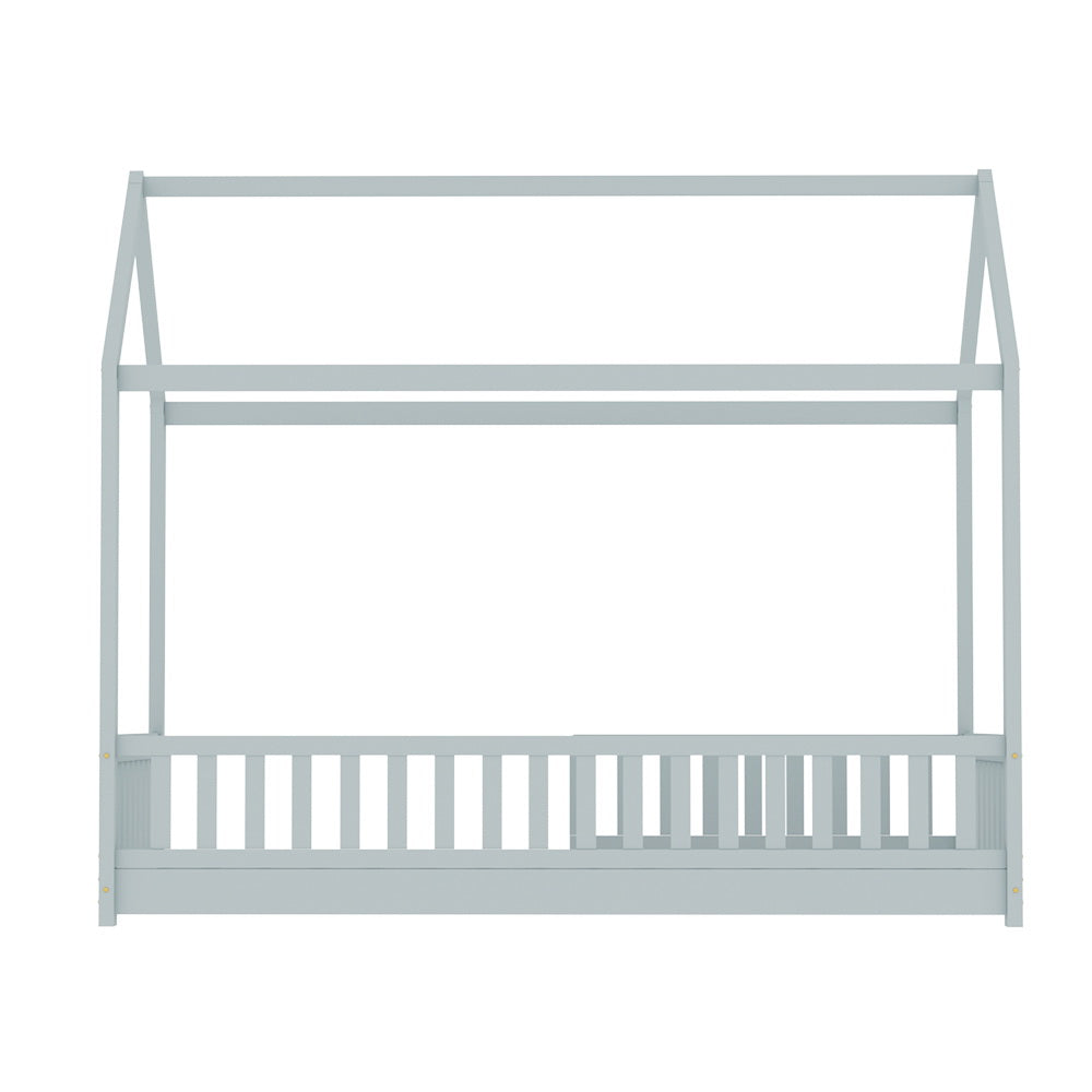 Artiss Bed Frame Wooden Kids House Frame Grey ROCK - SILBERSHELL