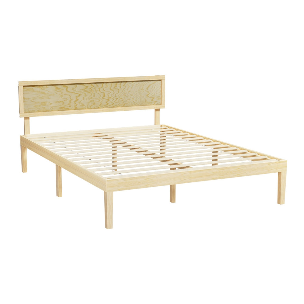 Artiss Bed Frame Double Size Wooden Base Mattress Platform Timber Pine YUMI - SILBERSHELL