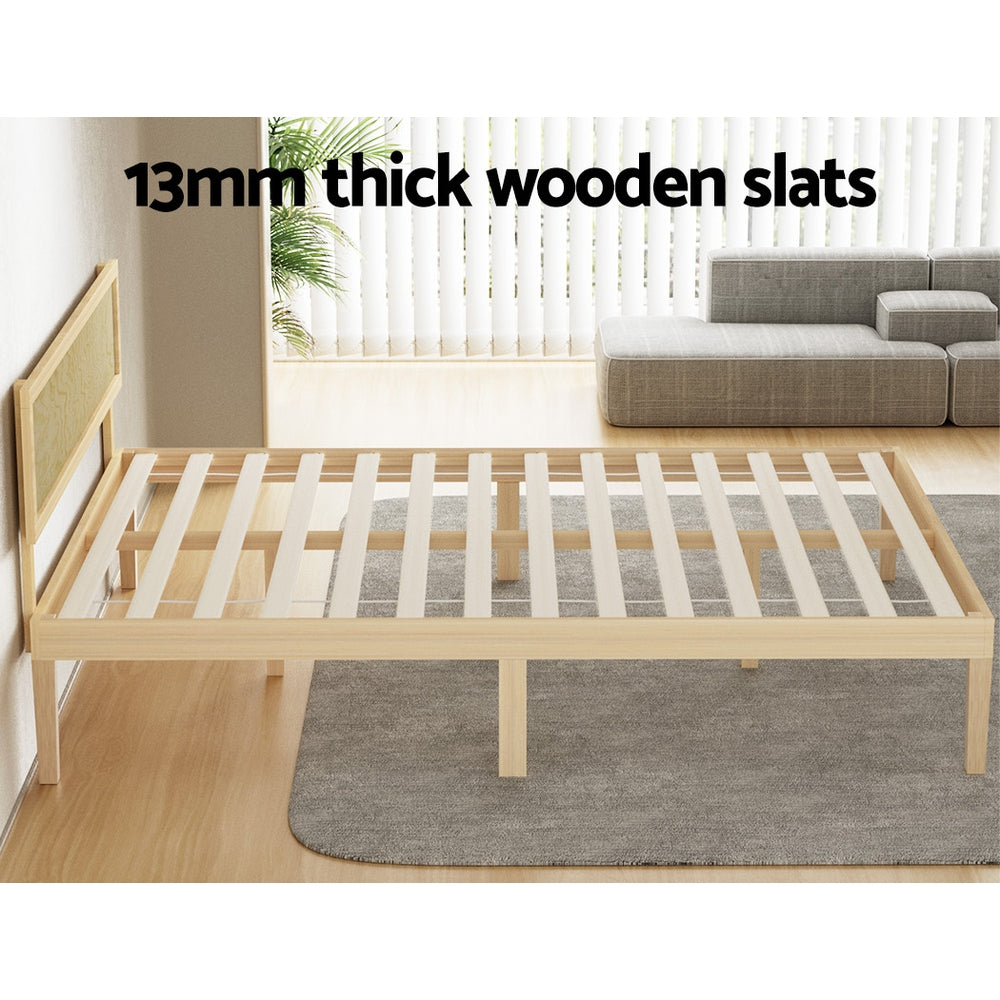 Artiss Bed Frame Double Size Wooden Base Mattress Platform Timber Pine YUMI - SILBERSHELL