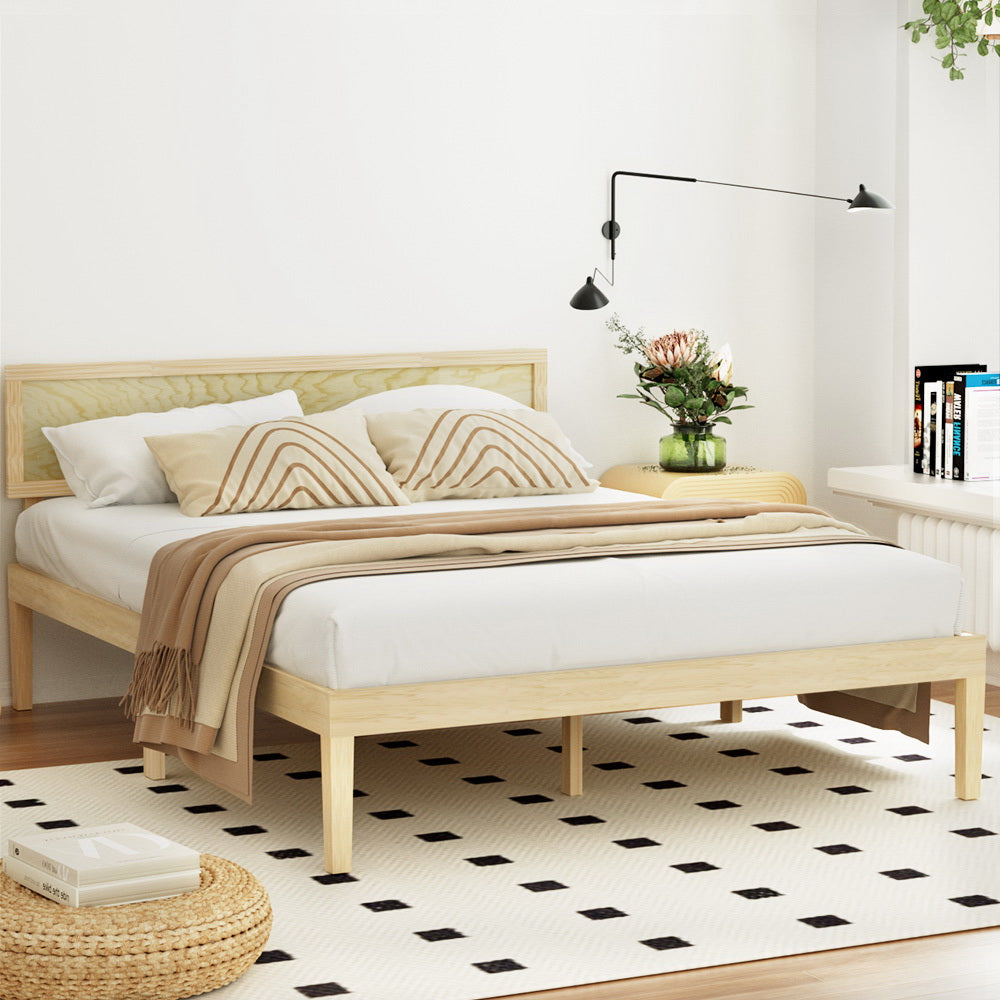 Artiss Bed Frame Double Size Wooden Base Mattress Platform Timber Pine YUMI - SILBERSHELL