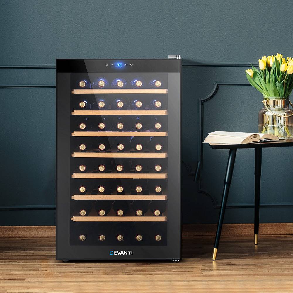 Devanti Wine Cooler Compressor Fridge Chiller Storage Cellar 51 Bottle Black - SILBERSHELL™