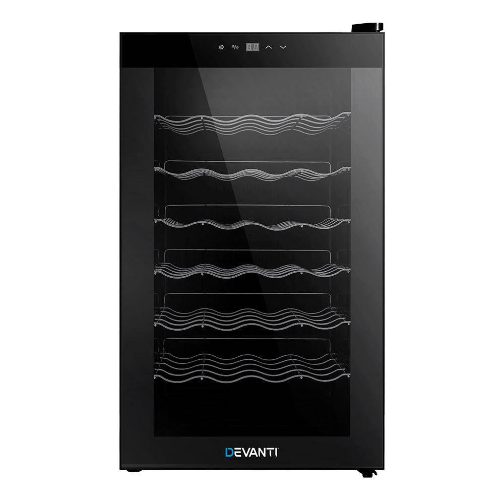 Devanti Wine Cooler 28 Bottles Glass Door Beverage Cooler Thermoelectric Fridge Black - SILBERSHELL™