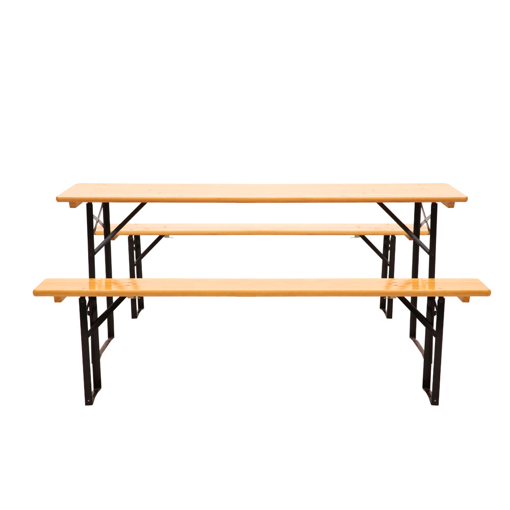 Gardeon Wooden Outdoor Foldable Bench Set - Natural - SILBERSHELL