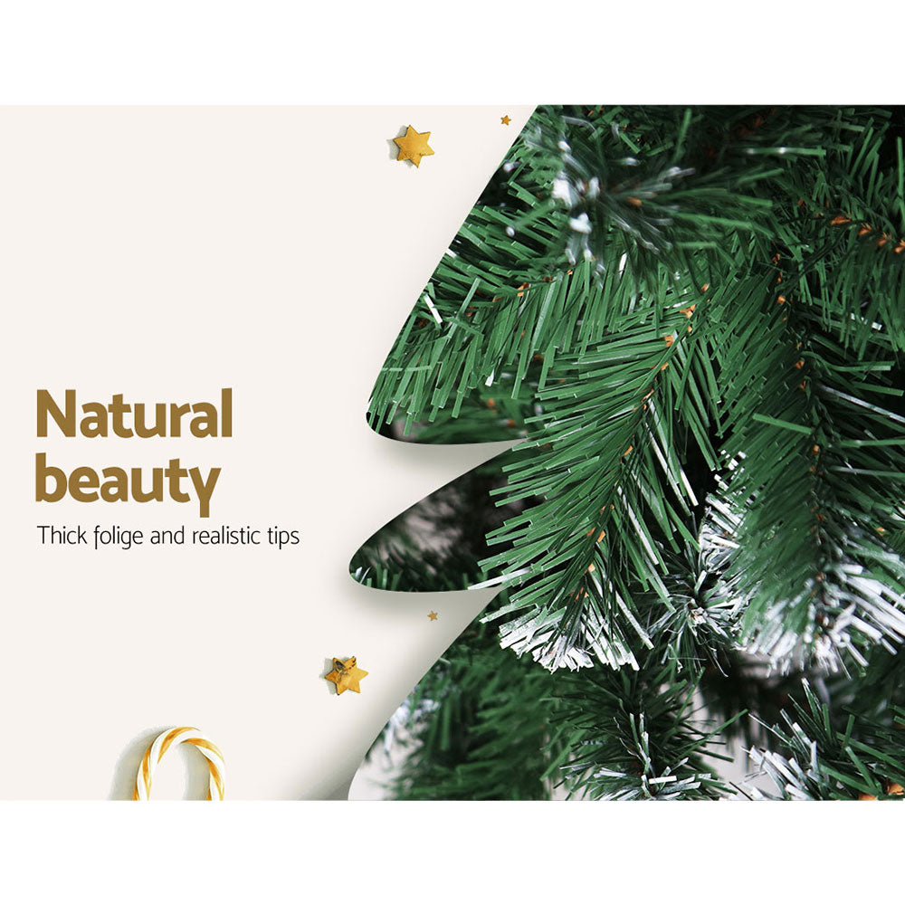 Jingle Jollys Christmas Tree 2.4M Xmas Trees Decorations Snowy 1500 Tips - SILBERSHELL
