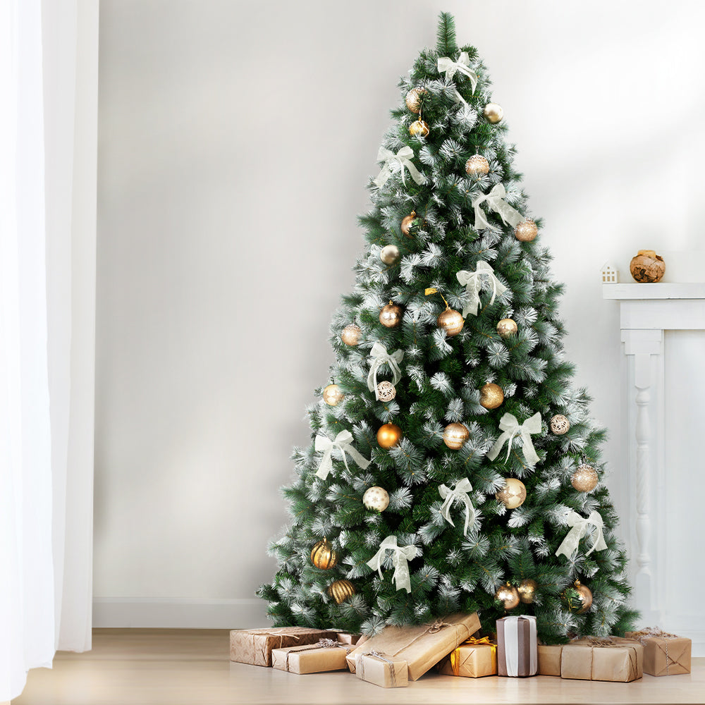 Jingle Jollys 2.7M Christmas Tree with Pine Needle Snow Wrap Xmas Tree 1765 Tips - SILBERSHELL