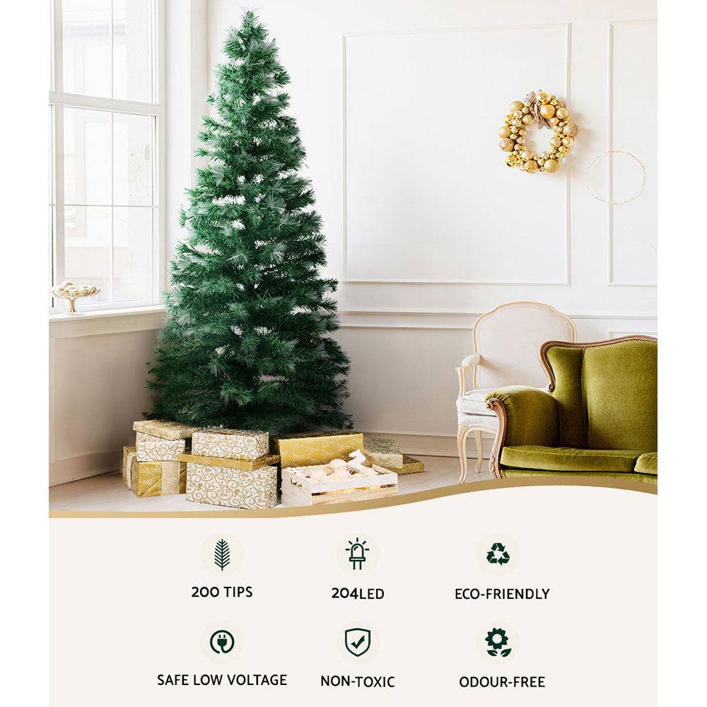 Jingle Jollys Christmas Tree 1.8M 6FT LED Xmas Multi Colour Lights Optic Fibre - SILBERSHELL™