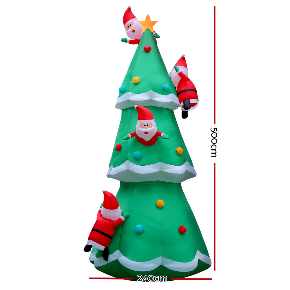 Jingle Jollys Christmas Inflatable Santa Tree 5M Outdoor Xmas Decorations Lights - SILBERSHELL