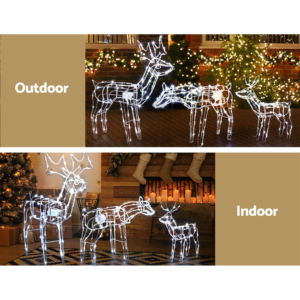 Jingle Jollys Christmas Lights 250 LEDs Fairy Light Reindeer 3pcs Decorations - SILBERSHELL