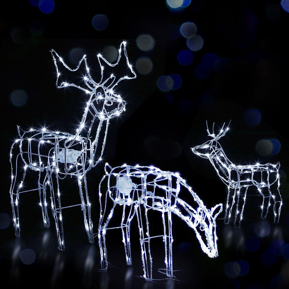 Jingle Jollys Christmas Lights 250 LEDs Fairy Light Reindeer 3pcs Decorations - SILBERSHELL