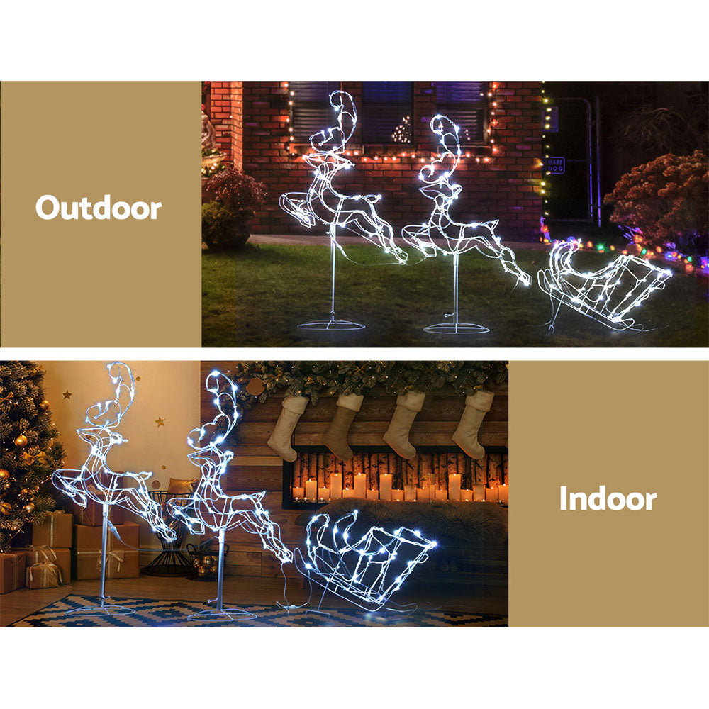 Jingle Jollys Christmas Lights 120 LEDs Fairy Light Reindeer Sleigh Decorations - SILBERSHELL