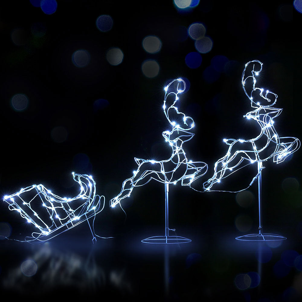 Jingle Jollys Christmas Lights 120 LEDs Fairy Light Reindeer Sleigh Decorations - SILBERSHELL