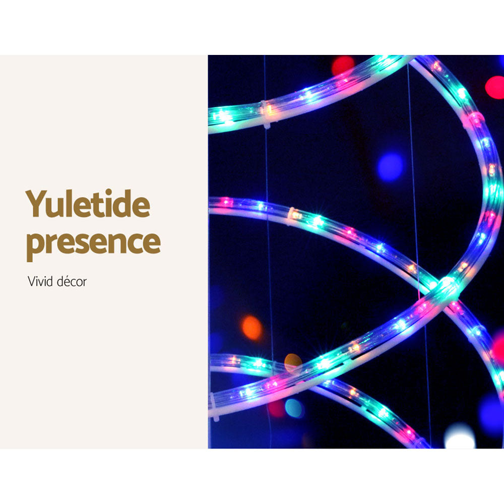 Jingle Jollys 2.4M LED Christmas Tree Solar Motif Lights 8 Modes Multi-Colour - SILBERSHELL