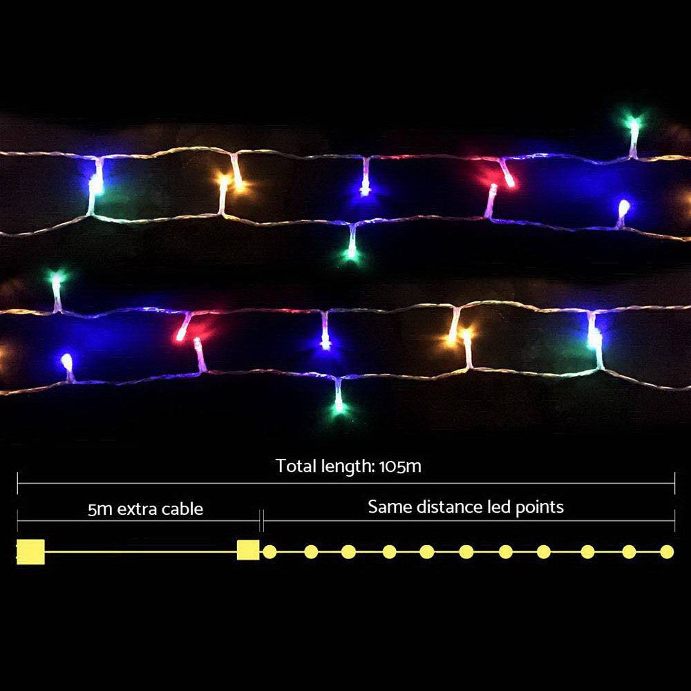 Jingle Jollys 100M Christmas String Lights 500LED Multi Colour - SILBERSHELL™