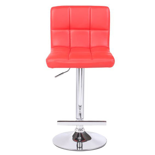 2X Red Bar Stools Faux Leather Mid High Back Adjustable Crome Base Gas Lift Swivel Chairs - SILBERSHELL