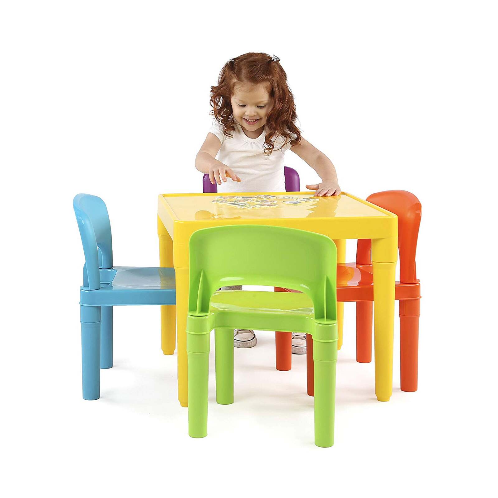 Kids Plastic 5-Piece Table & 4 Chairs Set (Multicoloured) - SILBERSHELL