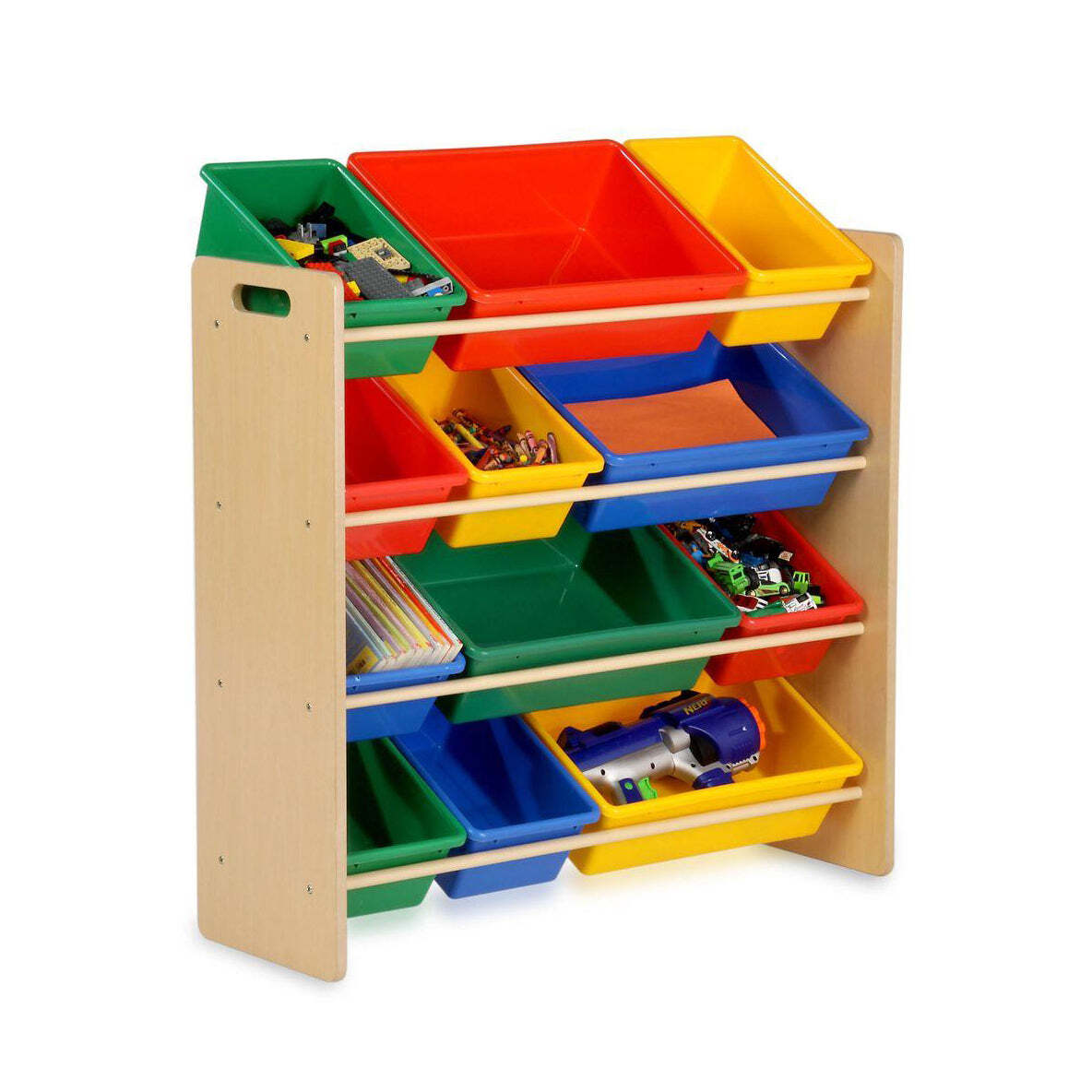 Kids Organiser Shelf Storage Rack for Toys - 12 Multicoloured Bins - SILBERSHELL