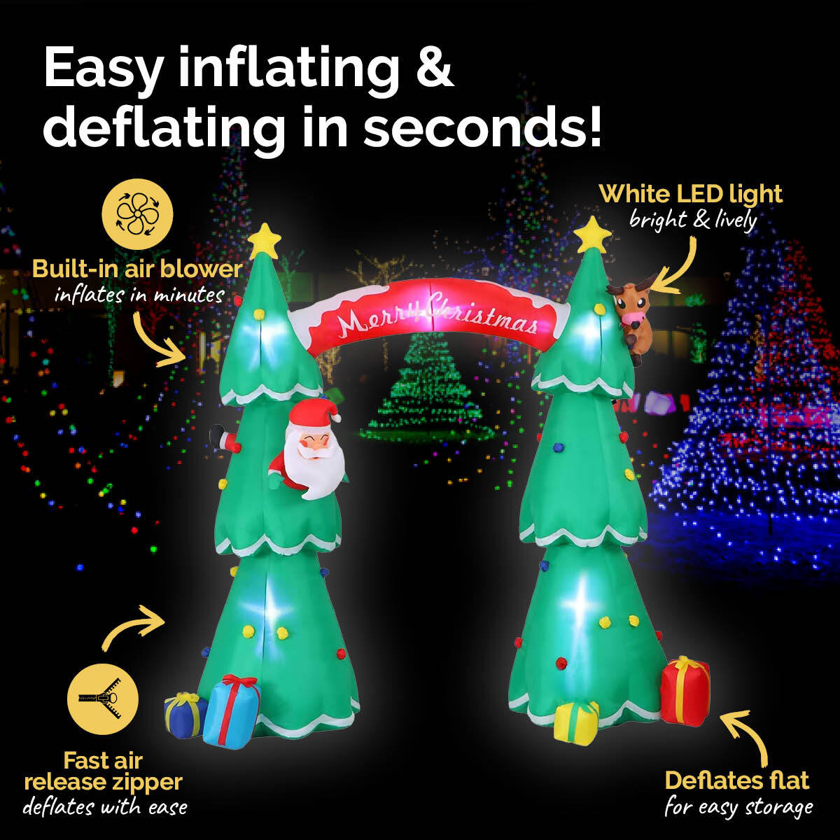 Christmas By Sas 3m x 2.4m Christmas Tree Arch Self Inflating LED Lights - SILBERSHELL