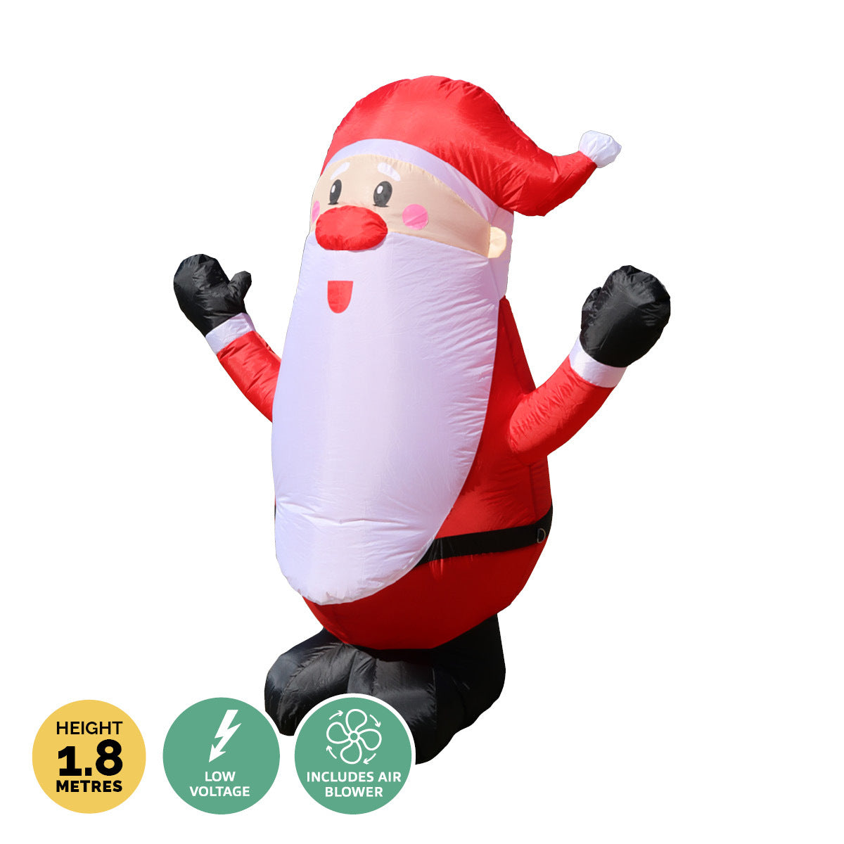 Christmas By Sas 1.8m Self Inflatable LED Jolly Santa Rotating Lights - SILBERSHELL