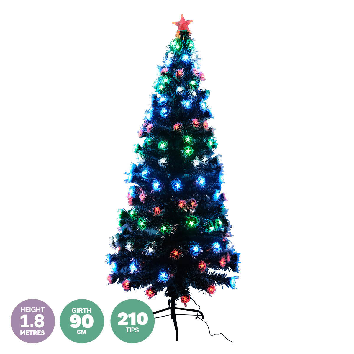 Christmas By Sas 1.8m Pine Tree 210 Multi-Colour LED Lights With 8 Functions - SILBERSHELL
